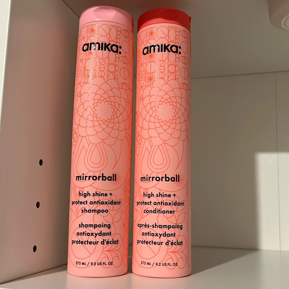 Unopened Amika Mirrorball Shampoo and Conditioner